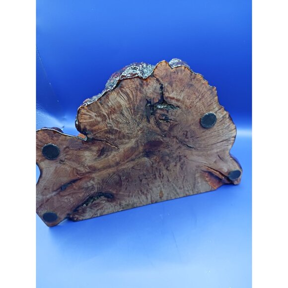 Quartz Unique Handcrafted Burl Wood Slab Rustic Table Clock With Intricate Desig - Picture 10 of 12
